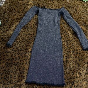 Elegant Long Sleeve Metallic Dress